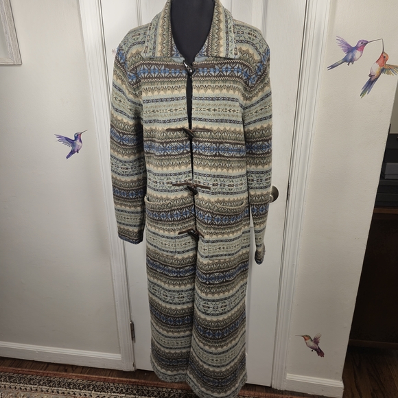 Talbots Sweaters - Vintage Talbots 100% Lambswool Fair Isle Toggle-Closure Cardigan Jacket  S